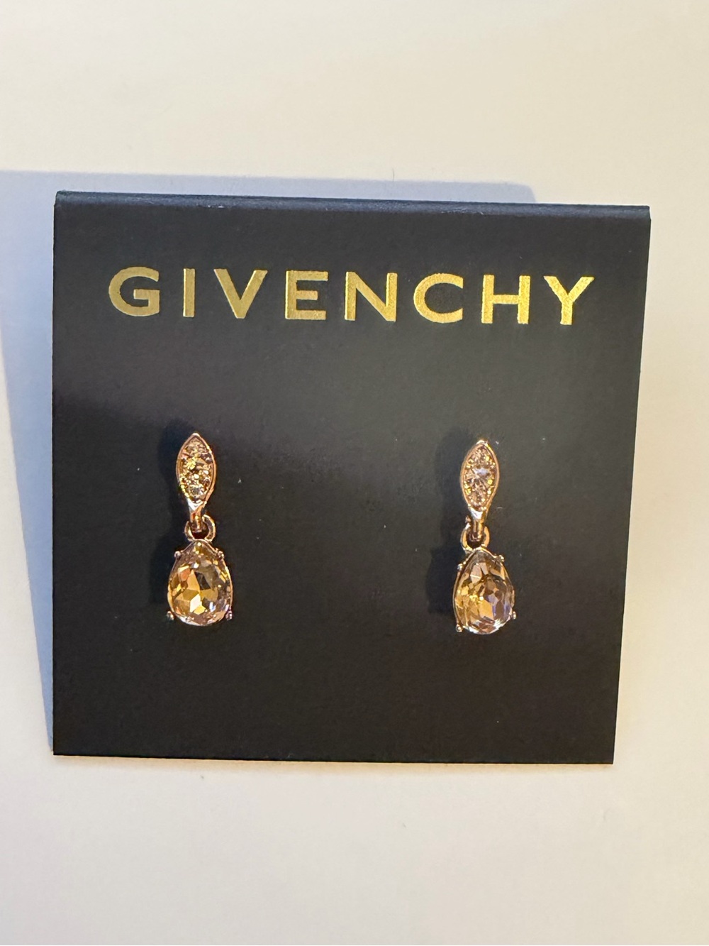 Givenchy Gold Crystal Drop Earrings NWT